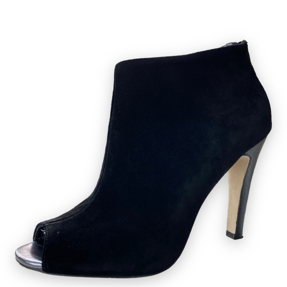 JULIANNE Hough for Sole Society Angela Black Suede Peep Toe Booties - Picture 7 of 16